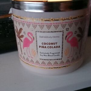 Bath & Body Works Coconut Piña Colada Candle - Pink and Gold